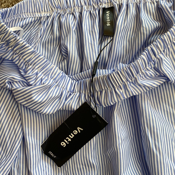 Venti6 Off Shoulder Stiped Ruffle Sleeve Blouse size M NWT - Picture 7 of 10